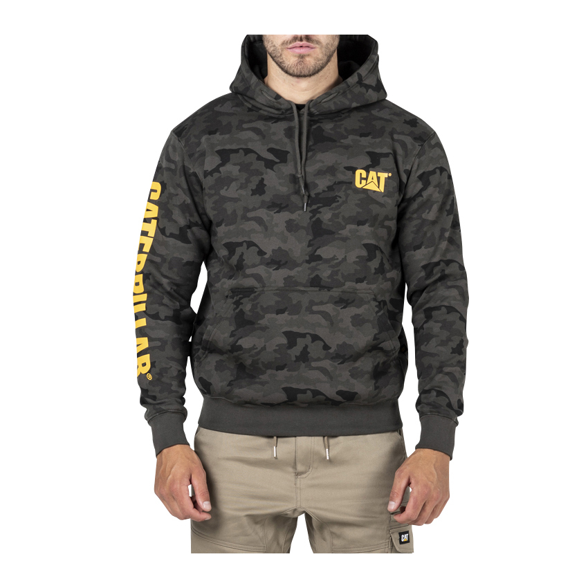 Caterpillar Trademark Banner Hooded Sweat - Mens Hoodies - Camo - NZ (278PCZAKI)